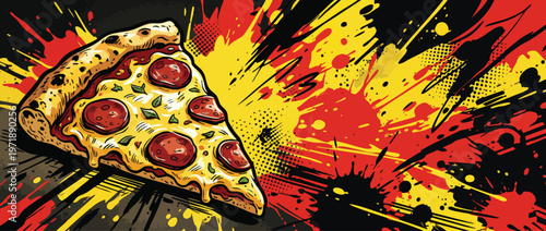 Delicious Pepperoni Pizza Slice with Melted Cheese and Savory Toppings.