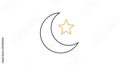 Crescent moon with shining gold star in night sky symbolizing hope and guidance