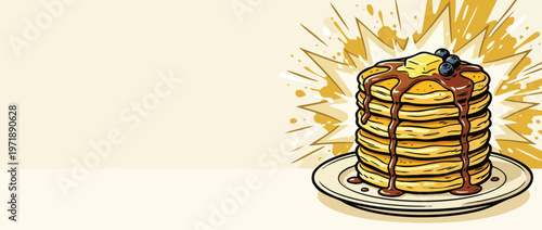 Delicious Stack of Golden Pancakes with Syrup and Berries 2.