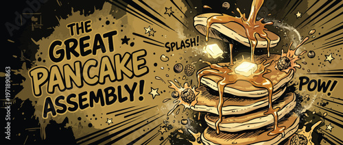 Delicious Stack of Pancakes with Syrup Pouring Over Them.