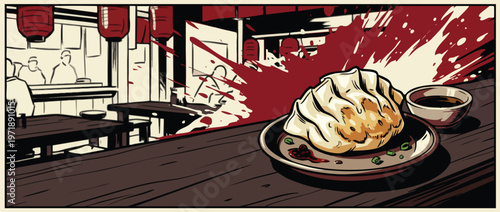 Delicious Steamed Bun and Tea on a Plate.