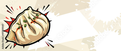 Delicious Steamed Dumpling Illustration with Asian Culinary Flair.