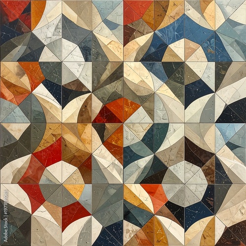 A colorful geometric pattern of intersecting shapes