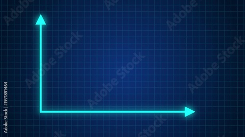 Digital graph with glowing axes on a blue grid background showing data visualization elements