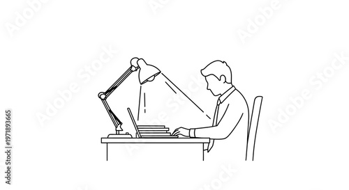 Man sitting at desk with laptop.