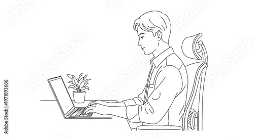 Man sitting with laptop computer.