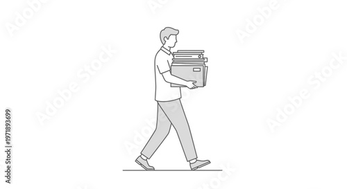 Man carrying a stack of boxes.
