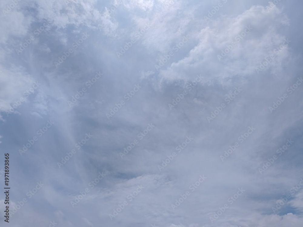 Fototapeta premium Soft Blue Sky with Wispy White Clouds Background