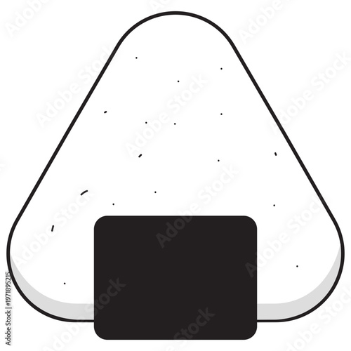 Illustration of a tasty Japanese onigiri rice ball with nori, a food staple, perfect for adobe stock