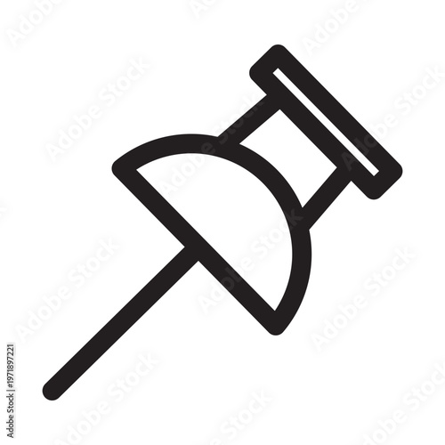 Minimalist Line Art Stationery Pushpin Icon Adobe Stock Illustration for Office, School, and Bulletin Board Applications