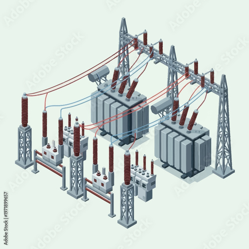 Electric power transmission substation infrastructure.