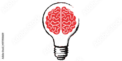 Lightbulb idea concept with gears and a thought bubble, representing innovation and creative thinking, vector illustration