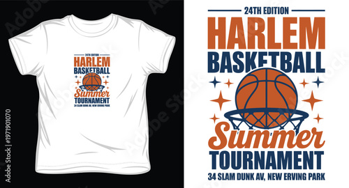 Harlem basketball summer tournament 24th edition with basketball and hoop