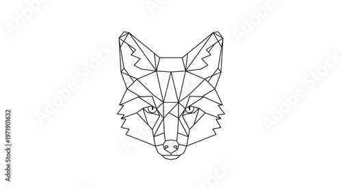 Minimalist geometric fox head line art illustration