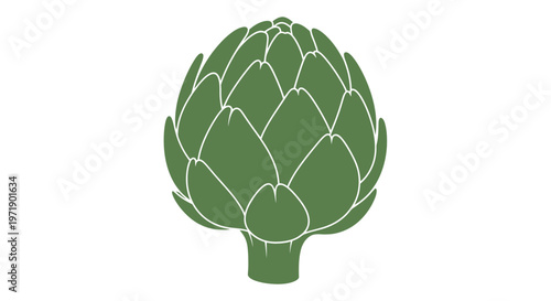 Minimalist green artichoke illustration on white background