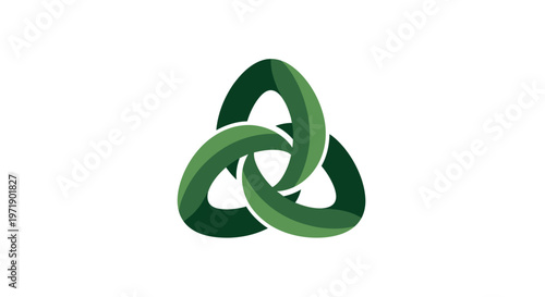 Modern abstract green intertwined loop symbol