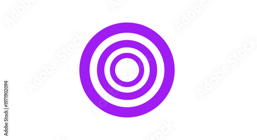 Obraz na plátně Purple concentric circles abstract target symbol on white background