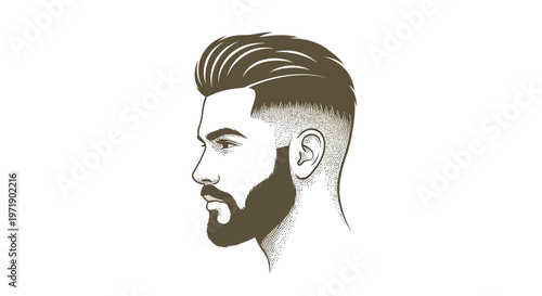 Side profile of man with stylish beard and modern haircut