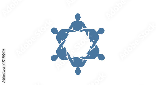 Six people forming circular teamwork and community icon