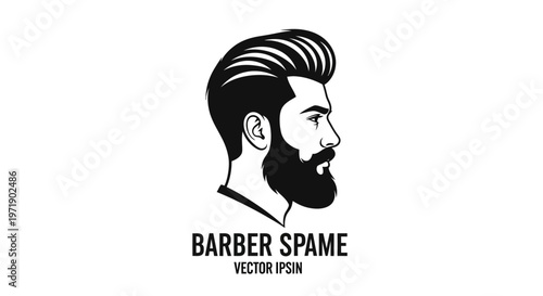 Stylish bearded man head profile barbershop concept illustration
