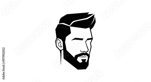 Stylized male head with modern haircut and beard icon