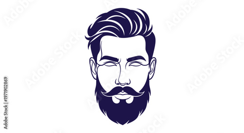 Stylized man with beard, mustache and modern hairstyle illustration