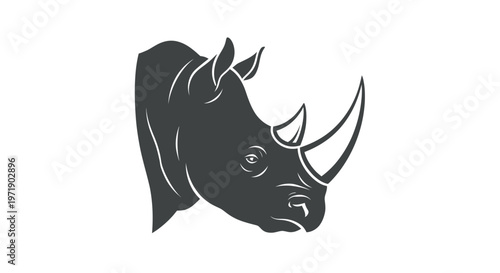 Stylized rhinoceros head illustration on white background