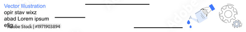 Environmental conservation, recycling, sustainability, pollution control, waste management, industrial processes. Plastic bottle spilling water, gear symbol. Recycling and pollution concepts