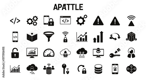 Collection of Numerous Black Icons for UI and Design.