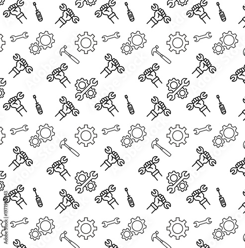 vector pattern featuring various construction and maintenance tools