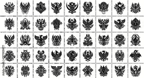 Collection of Vintage Heraldic Crests and Emblems