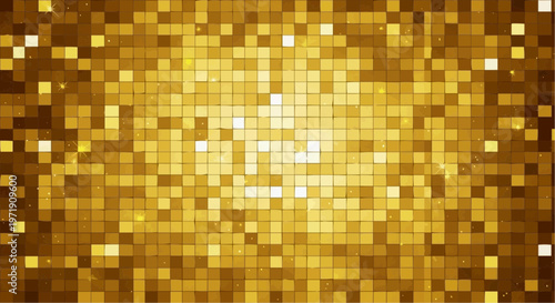 abstract mosaic background Shimmering gold mosaic tile background with sparkling lights and square pattern