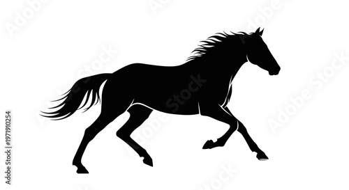 Running horse silhouette elegant animal design artwork