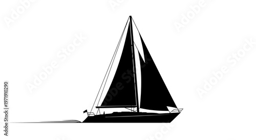 Sailboat silhouette isolated on white background vector illustration