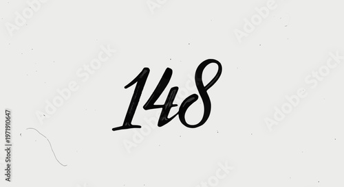 Elegant Handwritten Number 148 on Light Background