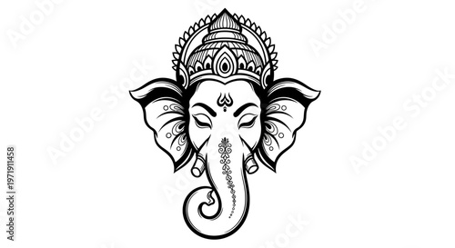 Ganesha Elephant Head Hindu God Icon, Om Symbol, Spirituality, India