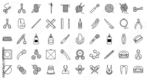 Handcrafted Icons: Sewing, Knitting, Crafting Tools & Supplies Collection