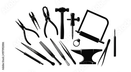 Jewelry Making Tools Silhouette - Goldsmith Craft Supplies Collection