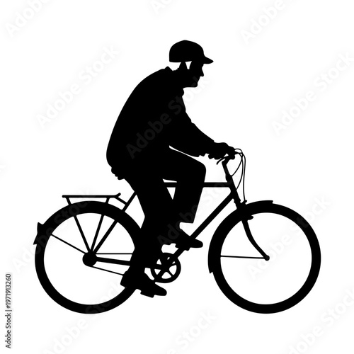 An elderly man riding a bicycle, flat design vector illustration