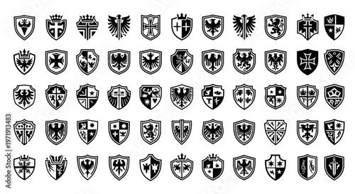 Medieval Heraldic Shields Collection - Vector Graphics