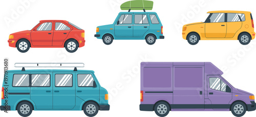 Vector set of delivery service workers in blue uniforms carrying cardboard boxes and using smartphones for logistics and shipping concept.