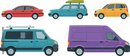 Vector set of delivery service workers in blue uniforms carrying cardboard boxes and using smartphones for logistics and shipping concept.