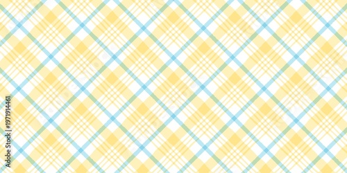 Seamless pastel plaid pattern with yellow, blue, and green diagonal lines on a soft background. Classic checkered textile design, perfect for fabric, wallpaper, and wrapping.