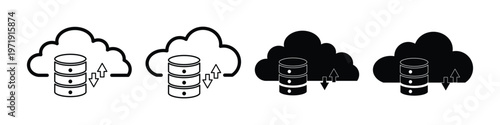 Cloud storage database icon data transfer upload download server synchronization technology vector illustration.