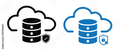 Cloud security database icon secure data storage protection server technology vector illustration.