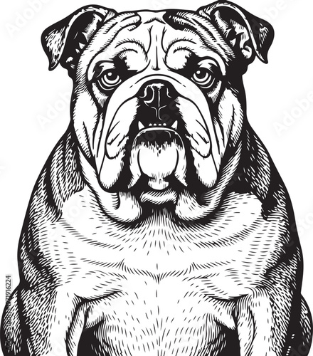 A classic illustration of a bulldog with a strong and determined expression sketch vector illustration