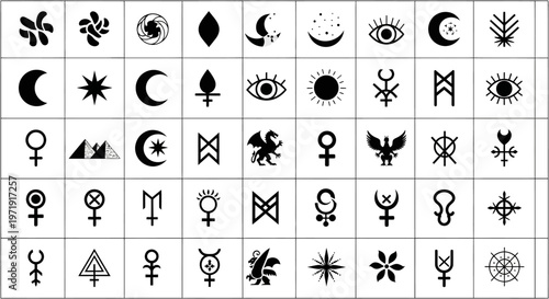 Mysterious Symbols and Icons: Mysticism, Esotericism, Astrology, Runes, Alchemy