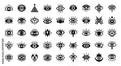Mystical Eye Symbols Collection: Esoteric and Occult Icons
