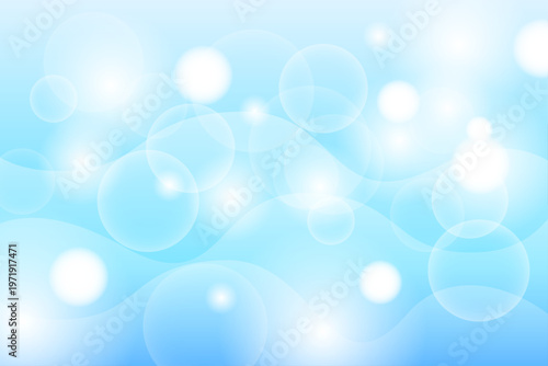 夏の爽やかな青背景と光る円形ボケ抽象デザイン素材　青