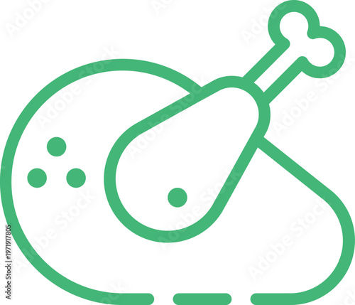 Minimalistic Rounded Fried Chicken Line Art Icon